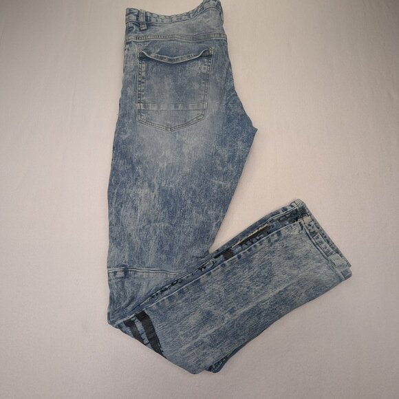 Men's Smoke Rize Sheffield Grafic Jeans Size 36/34 Blue - Picture 9 of 15